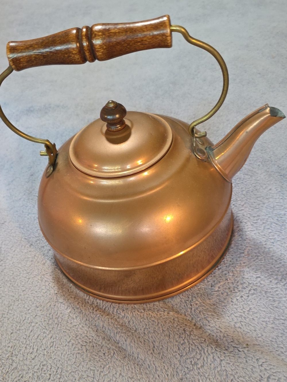 Vintage Paul Revere 1801 Copper Tea Kettle – Brass & Wood Accents